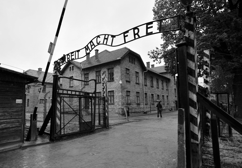 The infamous Auschwitz 1 main gate that says “Arbeit macht frei”- work makes you free…
